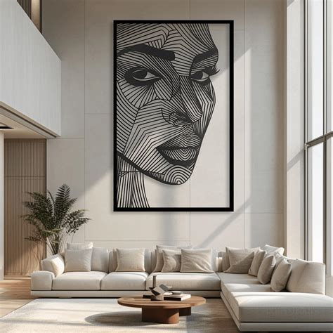 XXQ Woman Face Line Metal Wall Art, Minimalist Feminine 